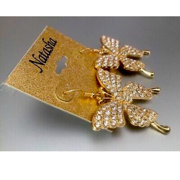 NWT! NATASHA Gold BUTTERFLY EARRINGS - Picture 5 of 5